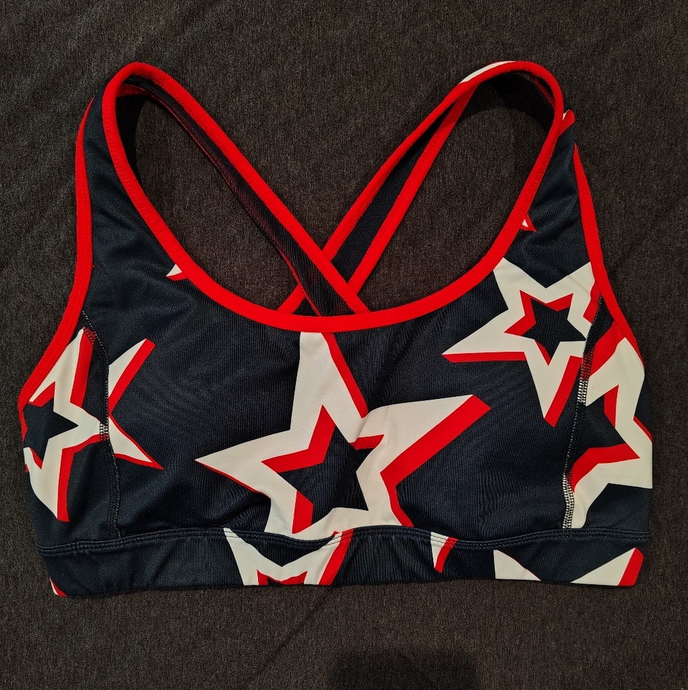 Xersion Women's Star Print Sports Bra - Red and Blue